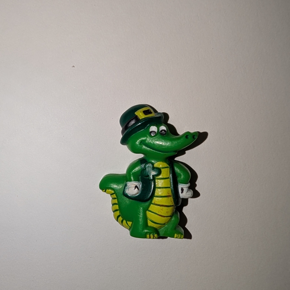 Green Alligator Reptile Figurine Magnet - Cute St. Patrick's Theme